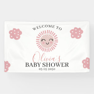 Pink Sunshine Girl Baby Shower Welcome Banner