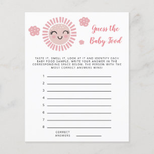 Pink Sunshine Guess The Baby Food Shower Game 