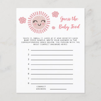 Pink Sunshine Guess The Baby Food Shower Game
