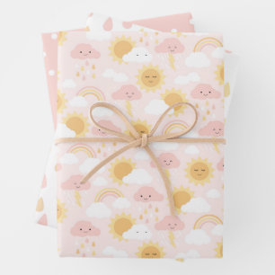 Pink Sunshine Party Wrap Wrapping Paper Sheets