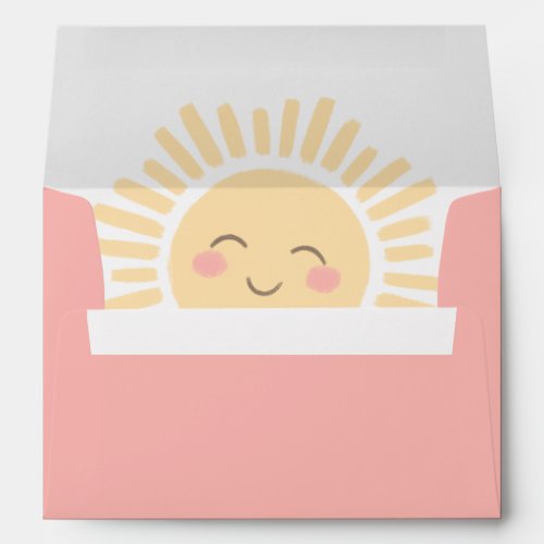 Pink Sunshine Sun Birthday Party Envelope