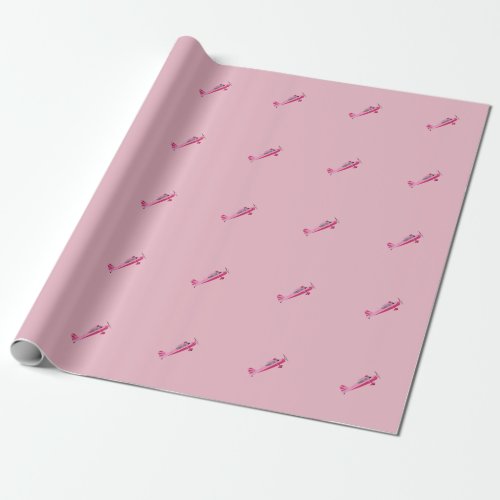 Pink Super Decathlon Airplane Wrapping Paper