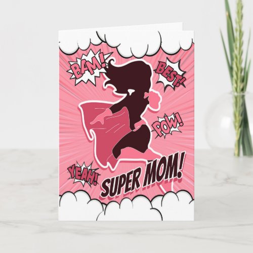 Pink Super Hero for Happy Mothers Day Card