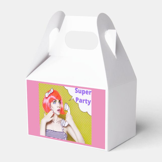 Pink Super Party Favor Boxes (Front Side)