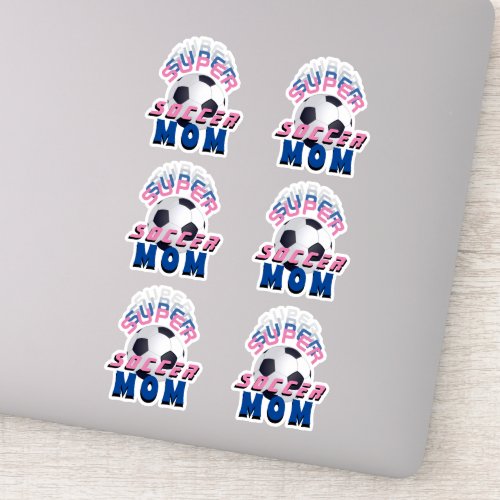 Pink Super Soccer Mom Football Sporty Mother Sticker