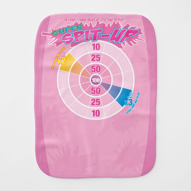 Pink Super Spit-Up Funny Game Burp Cloth (Front)