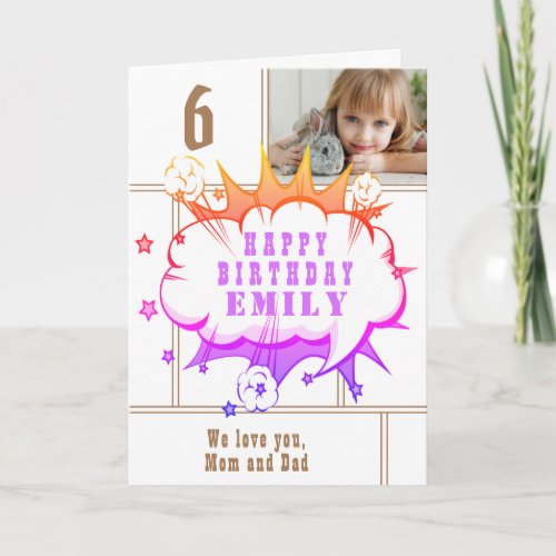 Pink Superhero Comic Speech Bubble Girl Birthday C Card