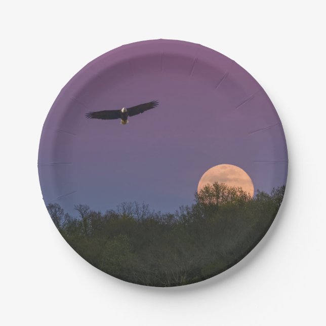 Pink Supermoon Eagle Paper Plates (Front)