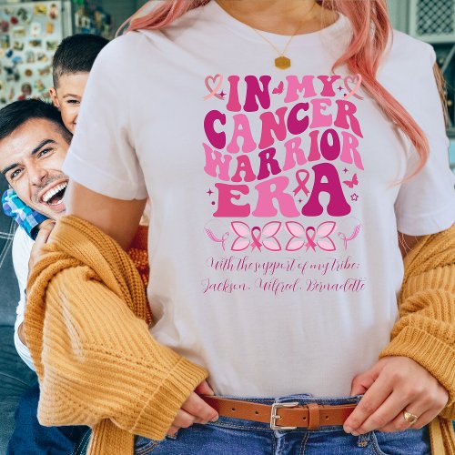 Pink Support Tribe Name My Cancer Warrior Era T_Shirt