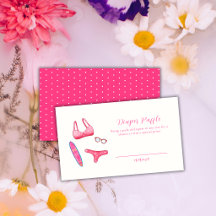 Pink Surf Bikini Beach Diaper Raffle Baby Shower