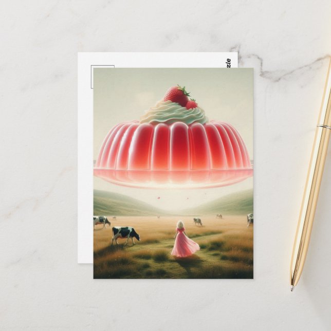 Pink Surreal Sweet Treat Postcard (Front/Back In Situ)