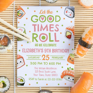 Pink Sushi Birthday Invitation