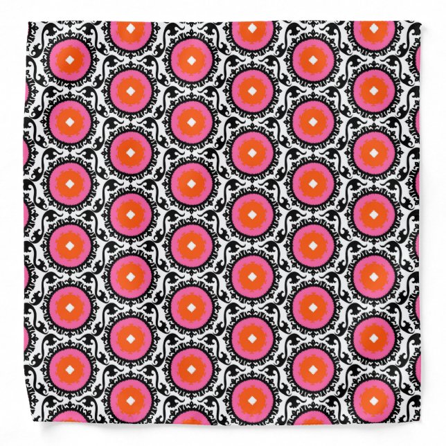 Pink Suzani Pattern Bandana (Front)