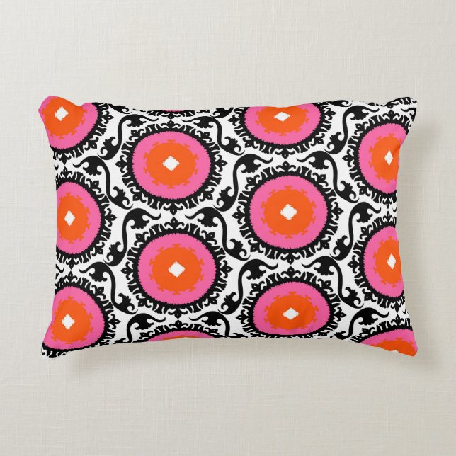 Pink Suzani Pattern Decorative Pillow (Front)
