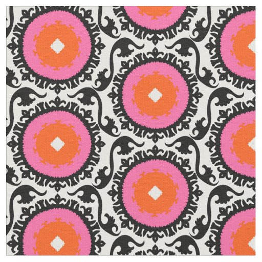 Pink Suzani Pattern Fabric