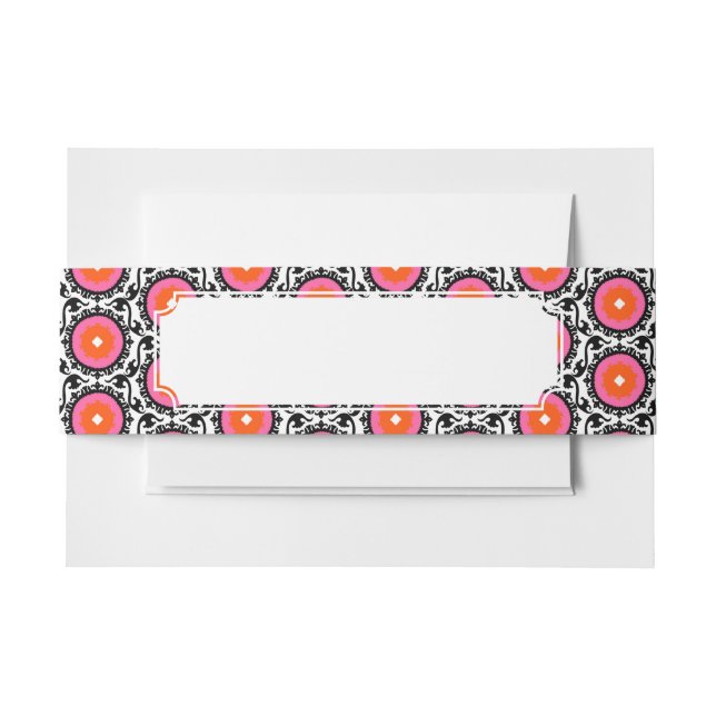 Pink Suzani Pattern Invitation Belly Band (Front Example)