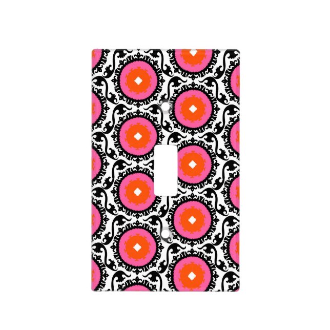Pink Suzani Pattern Light Switch Cover (Front)