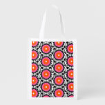 Pink Suzani Pattern Reusable Grocery Bag