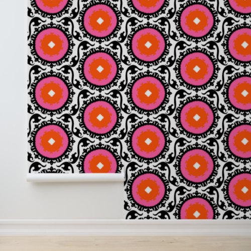 Pink Suzani Pattern Wallpaper