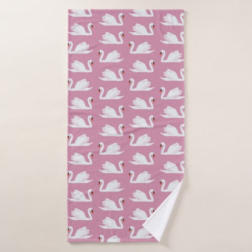 Pink Swan Bath Towel