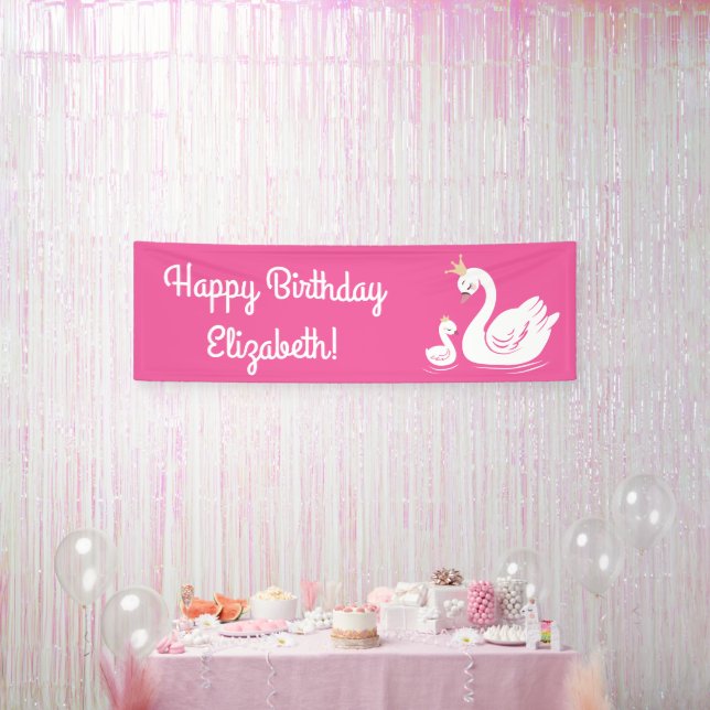Pink Swan Birthday Party Banner (Party)