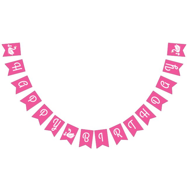 Pink Swan Birthday Party Bunting Flags (All)