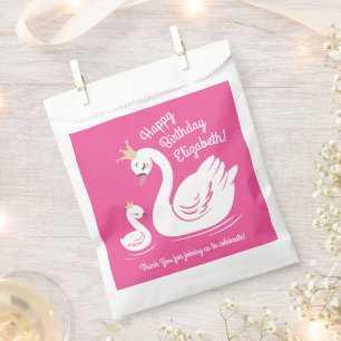 Pink Swan Birthday Party Favor Bag