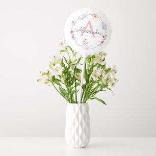 Pink Swan Floral Baby Shower Birthday Balloon