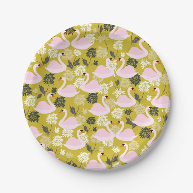 Pink Swan Paper Plates (Front)