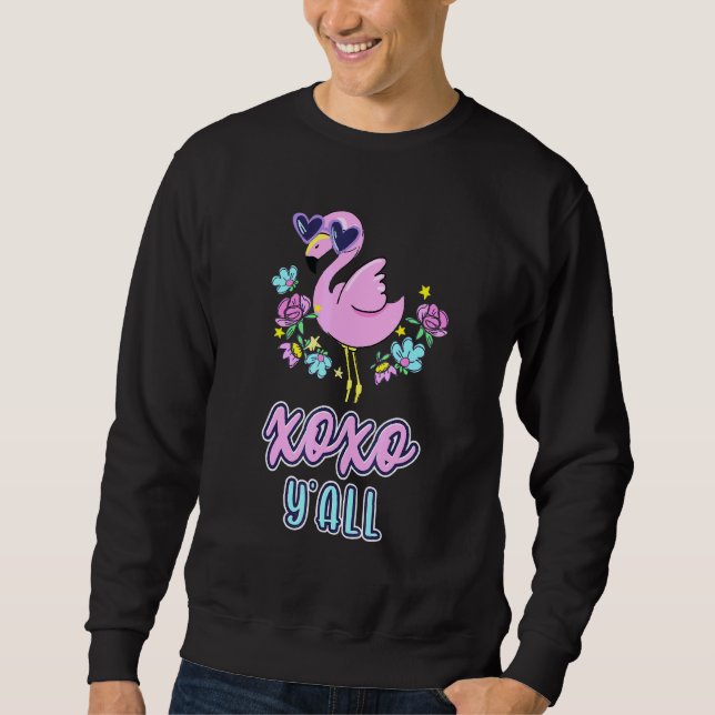 Pink Swan XOXO Yall Hugs And Kisses Swan Kiss Sweatshirt (Front)