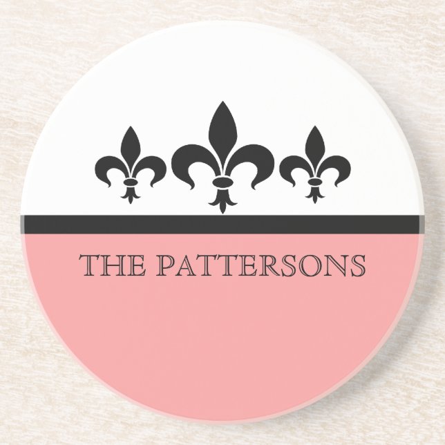 Pink Swanky Fleur De Lis Coaster (Front)