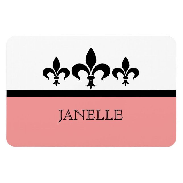 Pink Swanky Fleur De Lis Flexi Magnet (Horizontal)