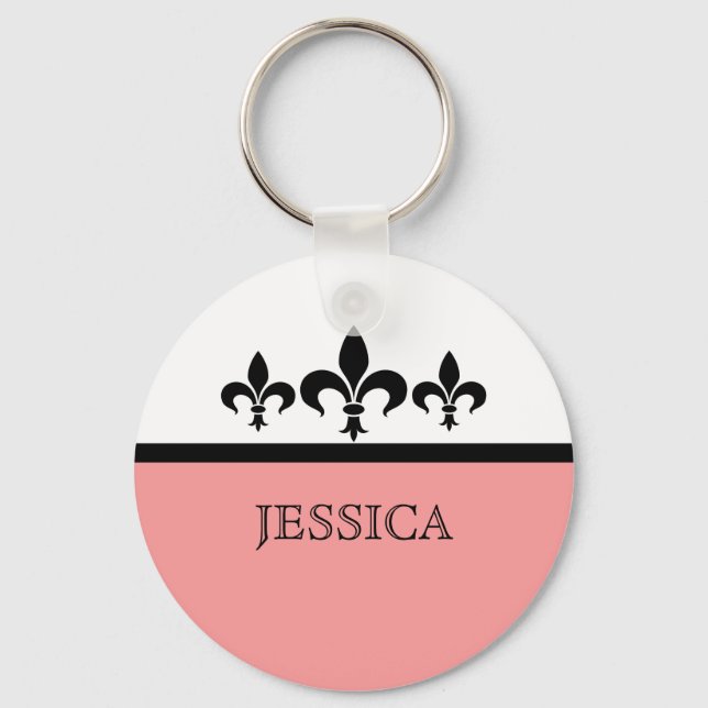 Pink Swanky Fleur De Lis Keychain (Front)