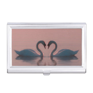 Pink Swans Must Be Love Business Card Case