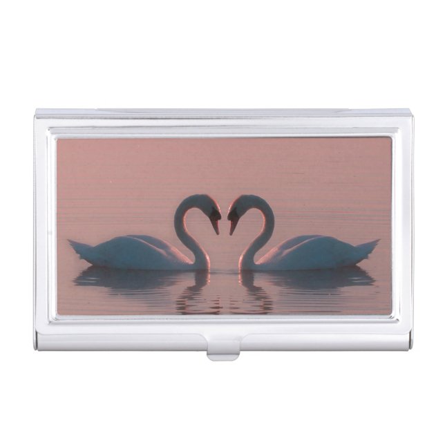Pink Swans Must Be Love Business Card Case (Front)