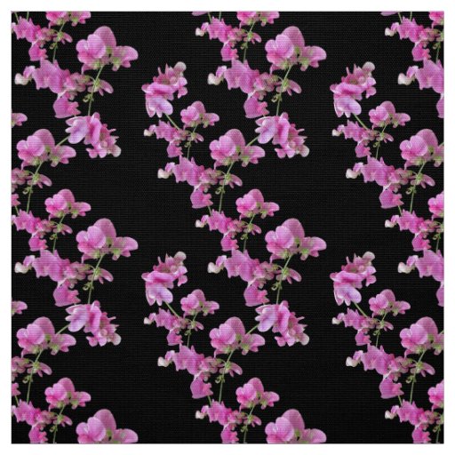 Pink Sweat pea on black Fabric