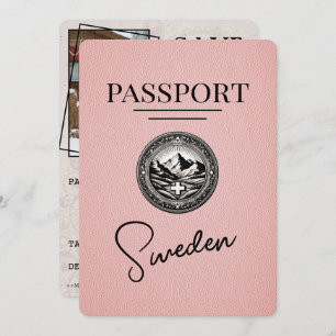 Pink Sweden Passport Save The Date