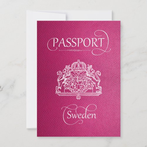 Pink Sweden Passport Save the Date Card