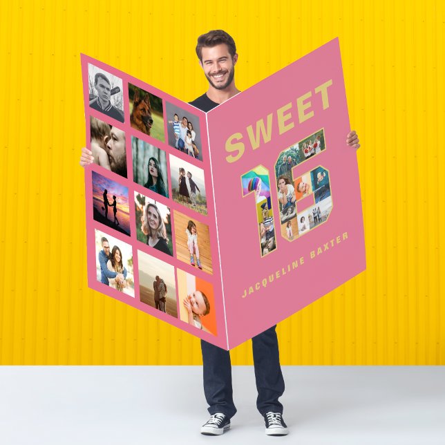 Pink Sweet 16 16th Birthday Photo Card (Creator Uploaded)