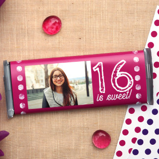 Pink Sweet 16 Birthday Candy Bar Wrapper