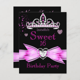 Pink Sweet 16 Birthday Diamond Tiara Invitation