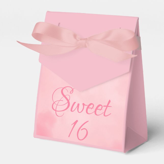 Pink Sweet 16 Birthday Favor Boxes (Front Side)