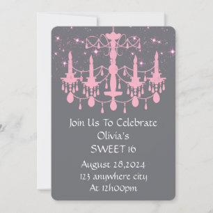 PINK SWEET 16 BIRTHDAY INVITATION 