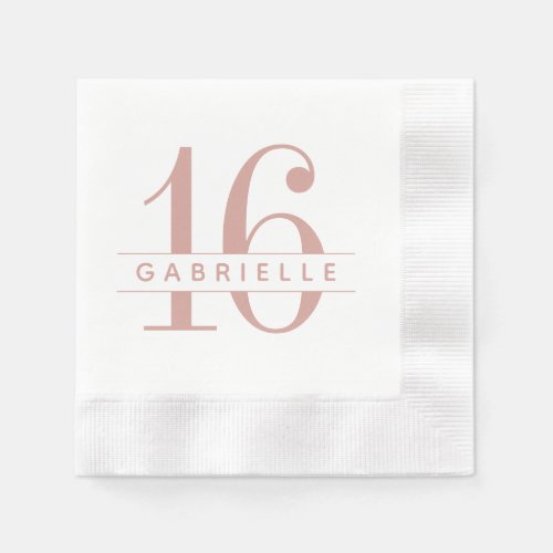 Pink Sweet 16 Birthday Monogram Name Napkins