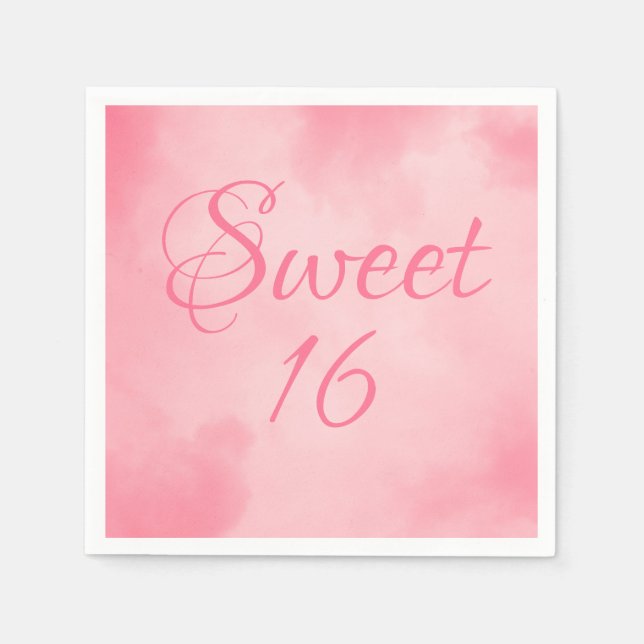 Pink Sweet 16 Birthday Napkins (Front)