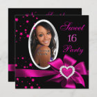 Pink Sweet 16 Birthday Party Heart Photo Silver