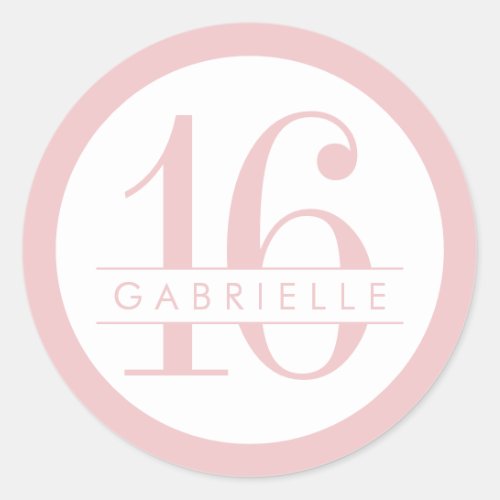 Pink Sweet 16 Favor Classic Round Sticker