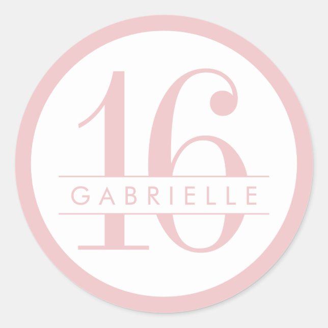 Pink Sweet 16 Favor Classic Round Sticker (Front)