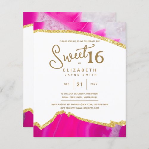 Pink SWEET 16 Modern Elegant Budget Birthday