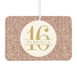 Pink Sweet 16 Rose Gold Glitter Personalized Air Freshener